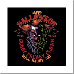 Halloween - Scary Freaky Clown Illustration Posters and Art